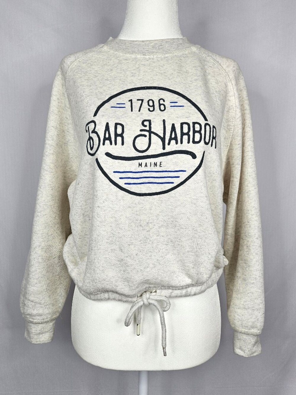 Bar Harbor Maine Graphic Sweatshirt I Drawstring Hem I Women's Small